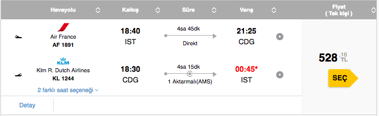 Istanbul paris uçak bileti